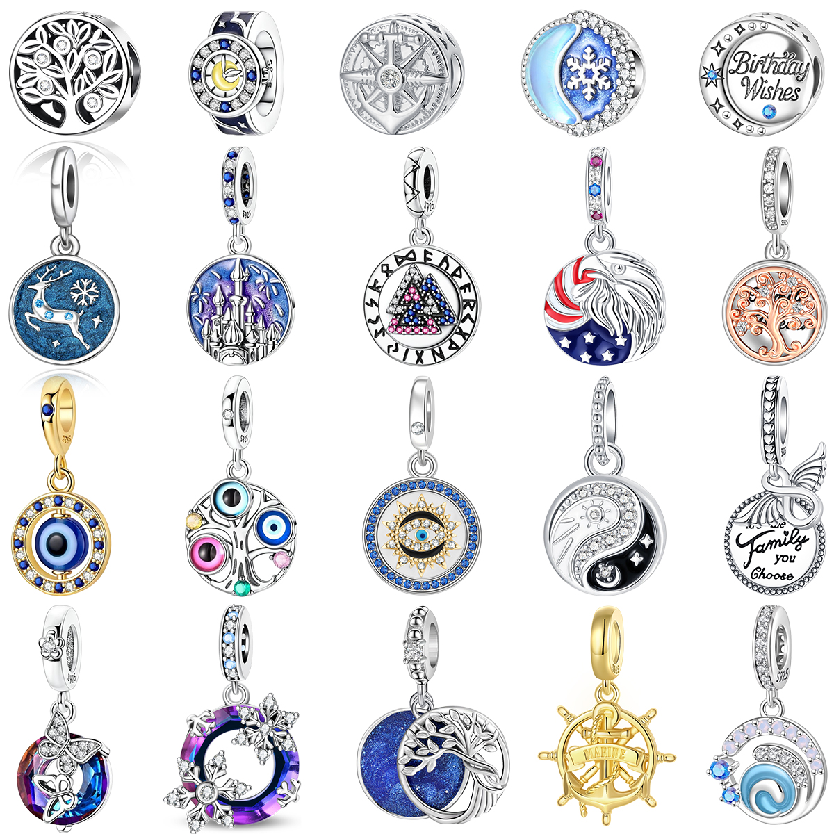 Evil Eye Bracelet - 925 Sterling Silver Charm Bead Jewelry
