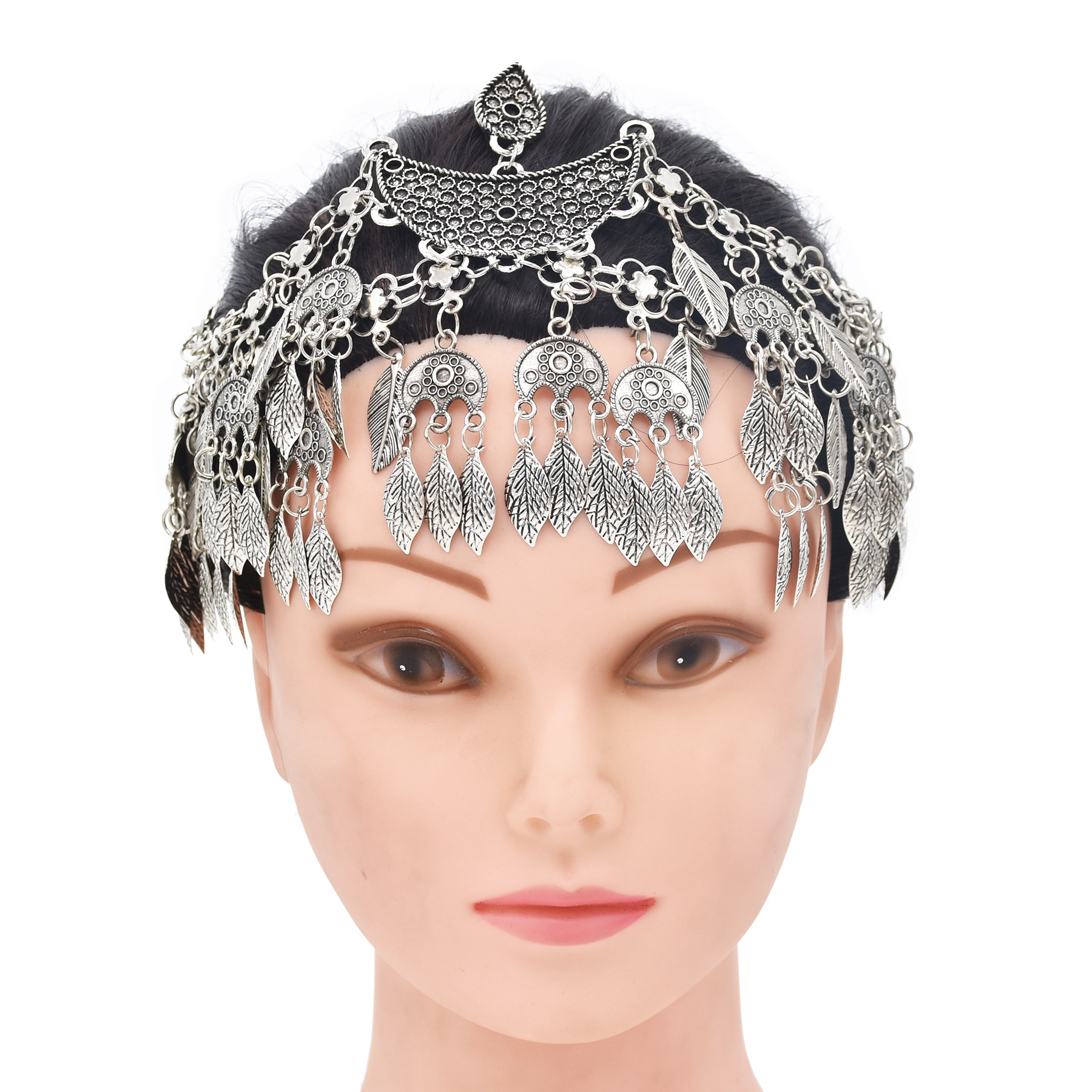 Women Accessories Pakistan - Vintage Silver Ethnic Multilayer Leaf Tassel