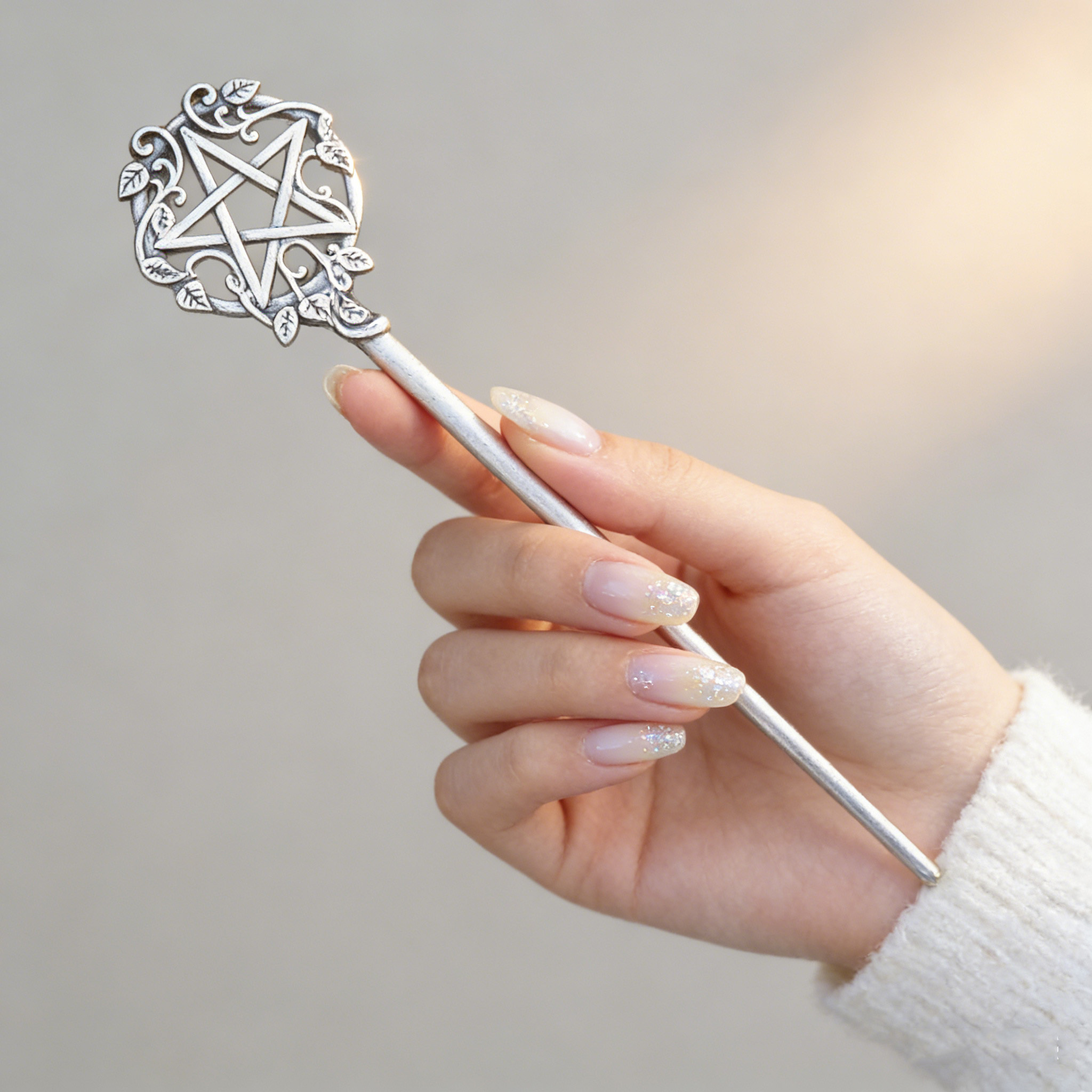 Women Accessories Aesthetic - 1pc Mystical Pentagram Hair Stick Silver