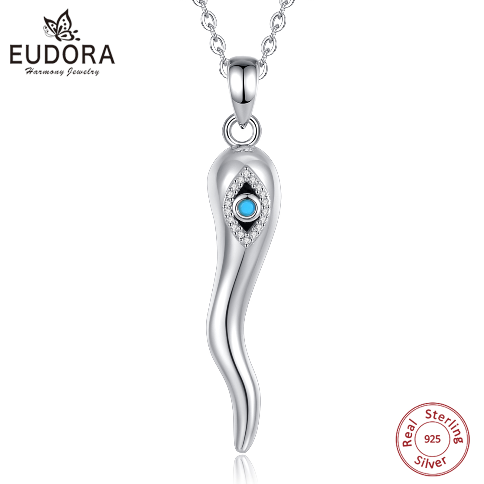 Evil Eye Bracelet - Eudora 925 Sterling Silver Italian Horn