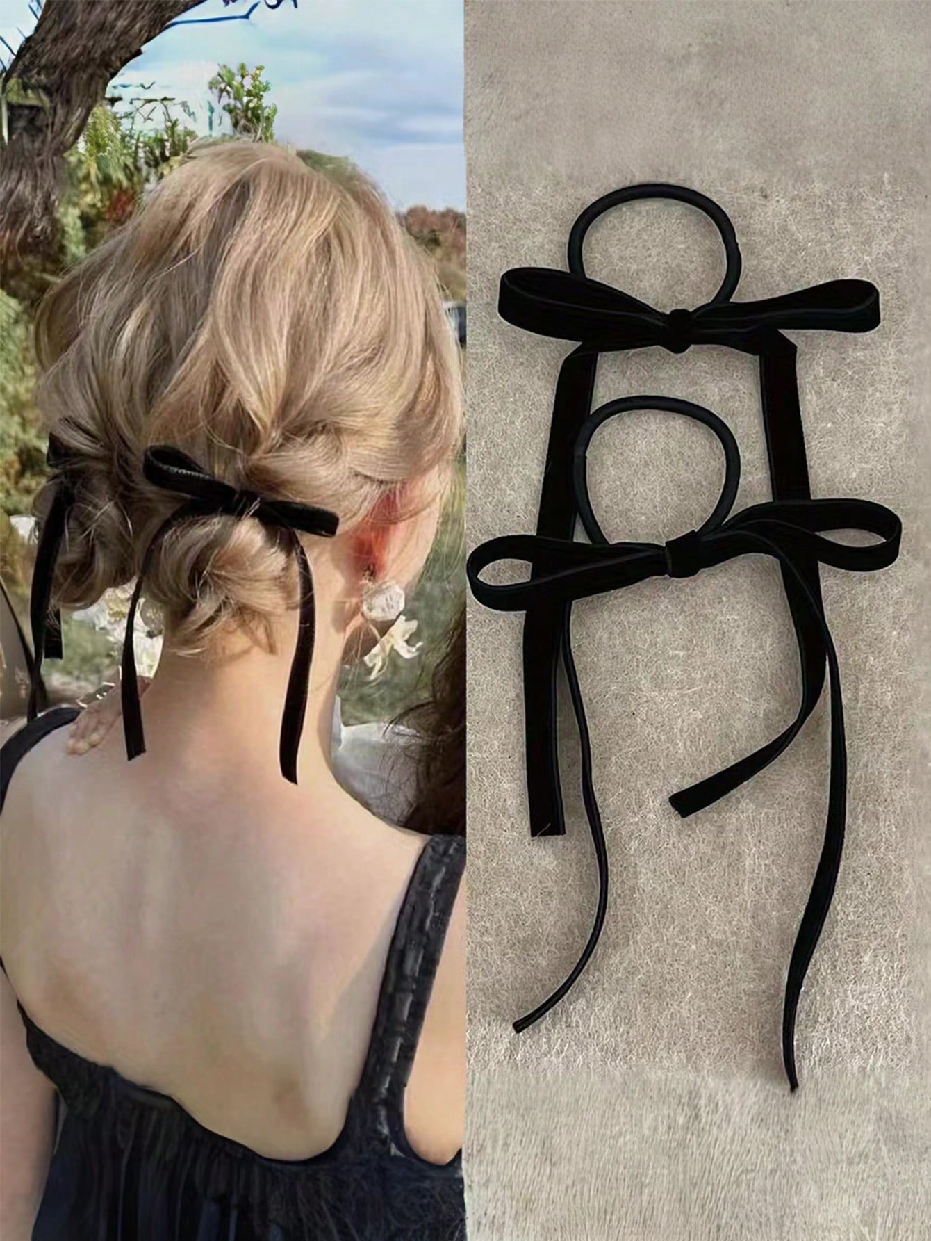 2/8pcs Fashion Black Velvet Bo – обзор и цена Hair Tie Velvet