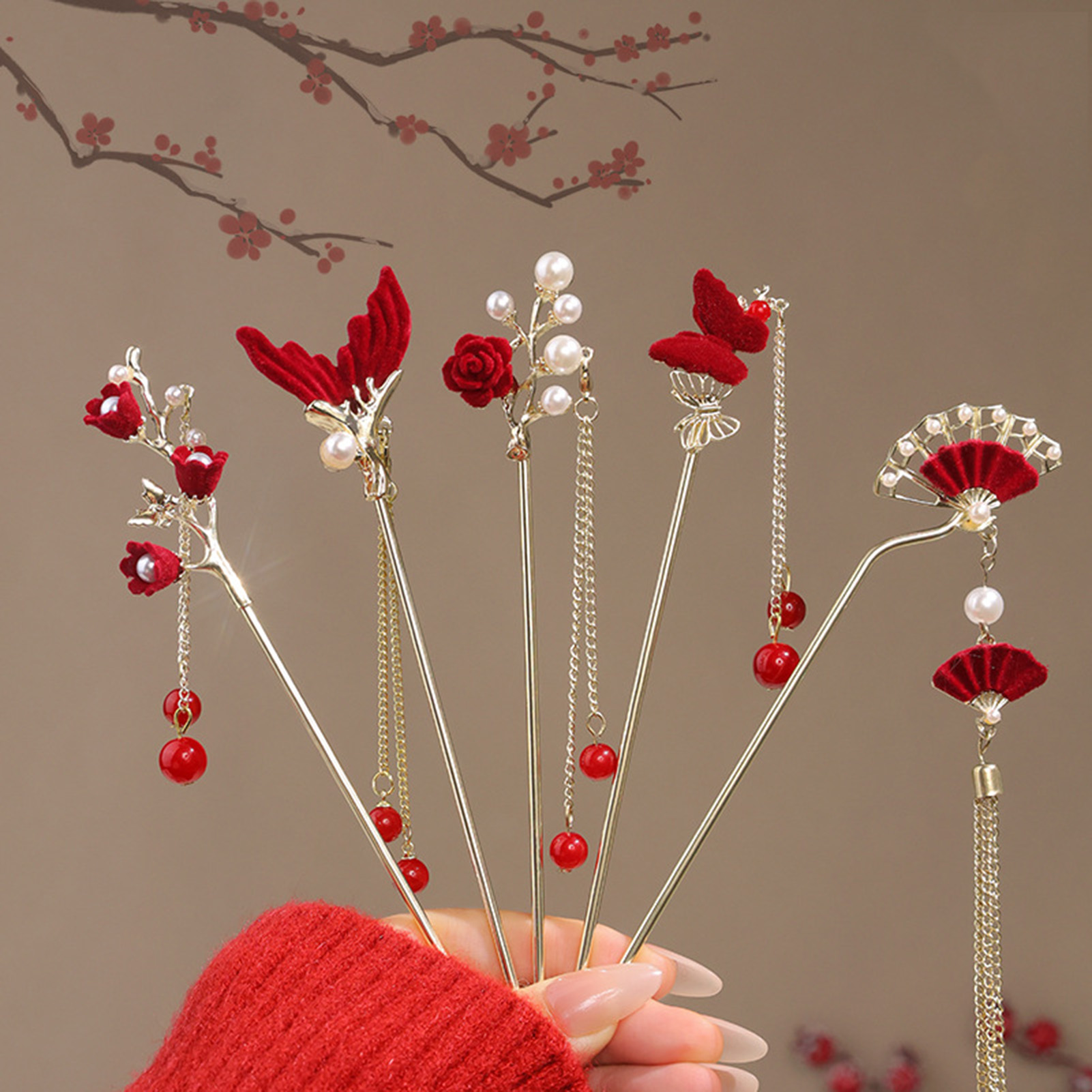 Chinese Style Rose Flower Hair – обзор и цена Women Accessories For Hand