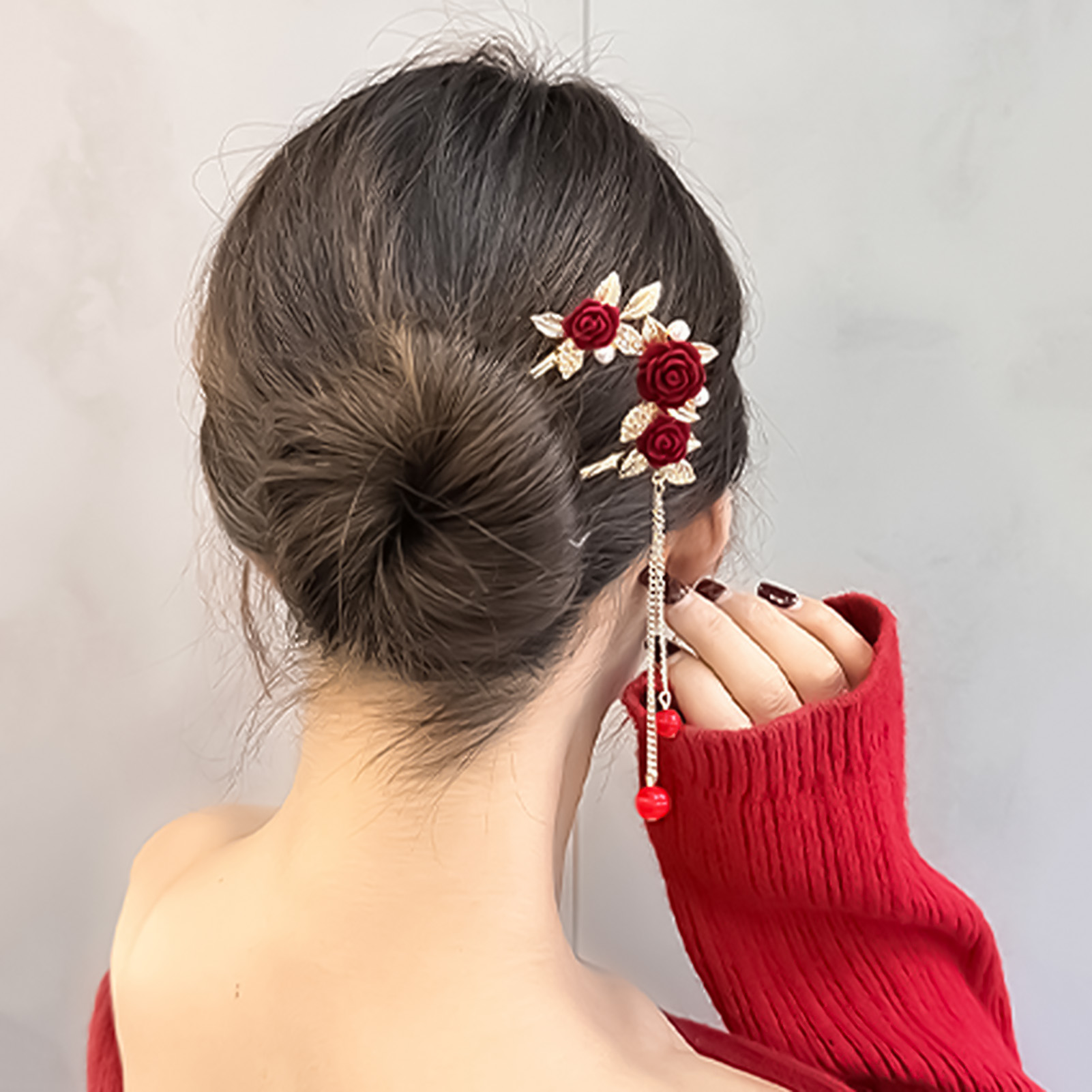 Chinese Style Rose Flower Hair – обзор и цена Women Accessories For Hand