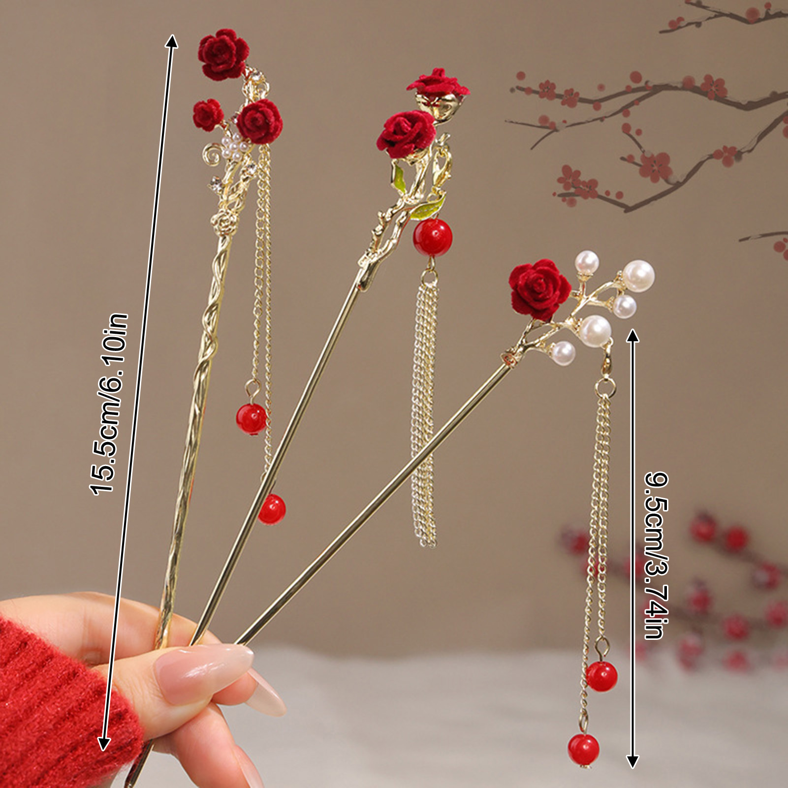 Chinese Style Rose Flower Hair – обзор и цена Women Accessories For Hand