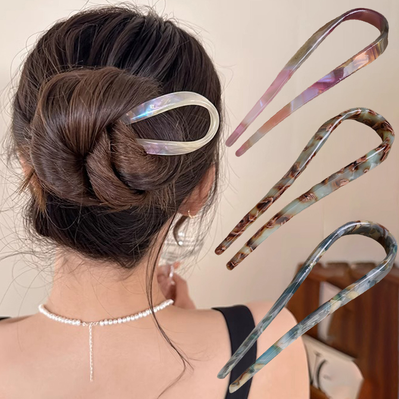 U-Shaped Hair Sticks Acetate A – обзор и цена Women Accessories Aesthetic